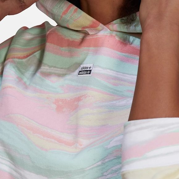 adidas Pastel Marble Crop Hoodie - Picture 2 of 10
